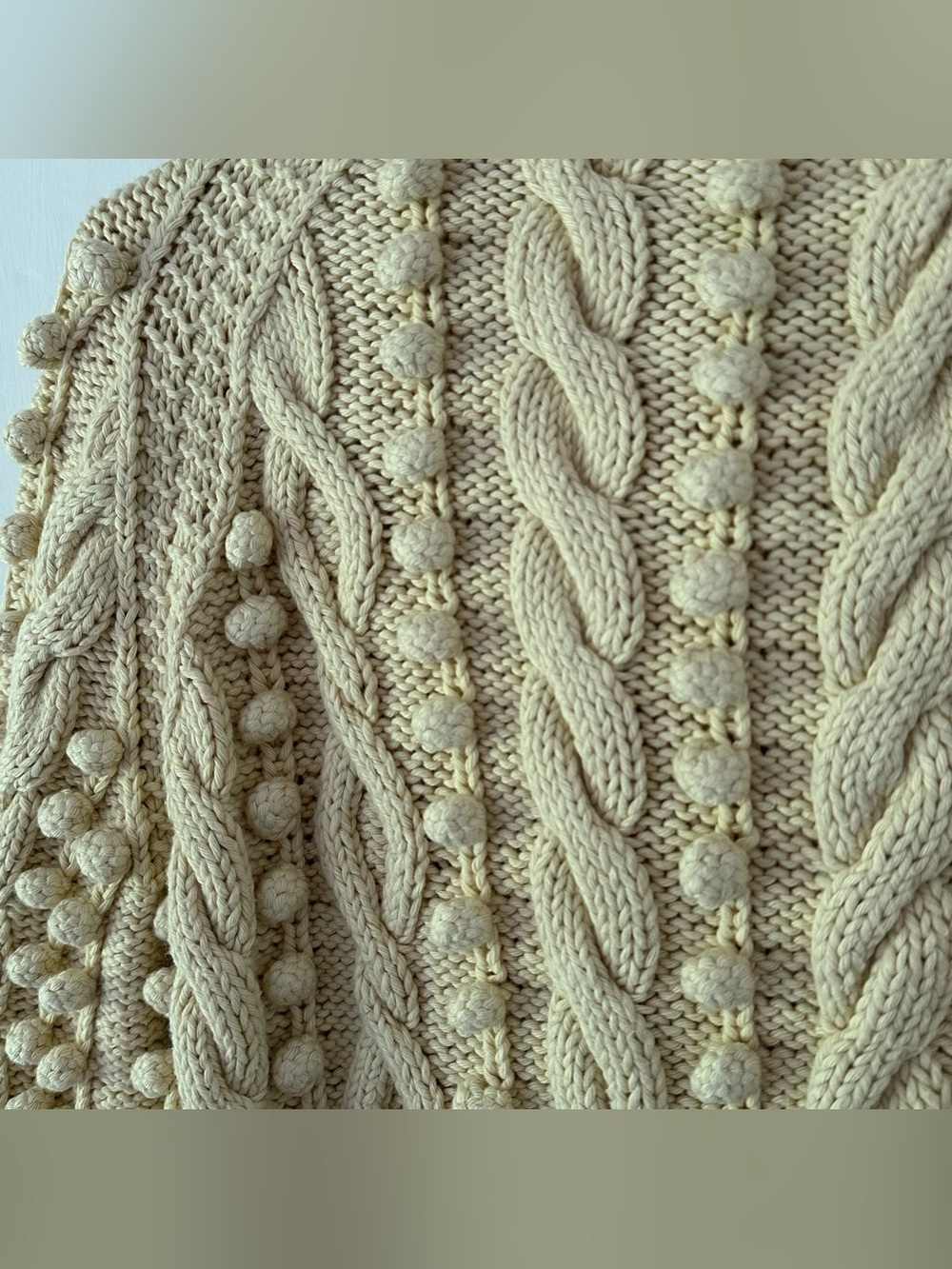 Doen Pomme Organic Cotton Button Front Cardigan Sweater Sz L Cream - Picture 8 of 16
